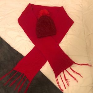 Red Crochet Scarf and Maroon Hat